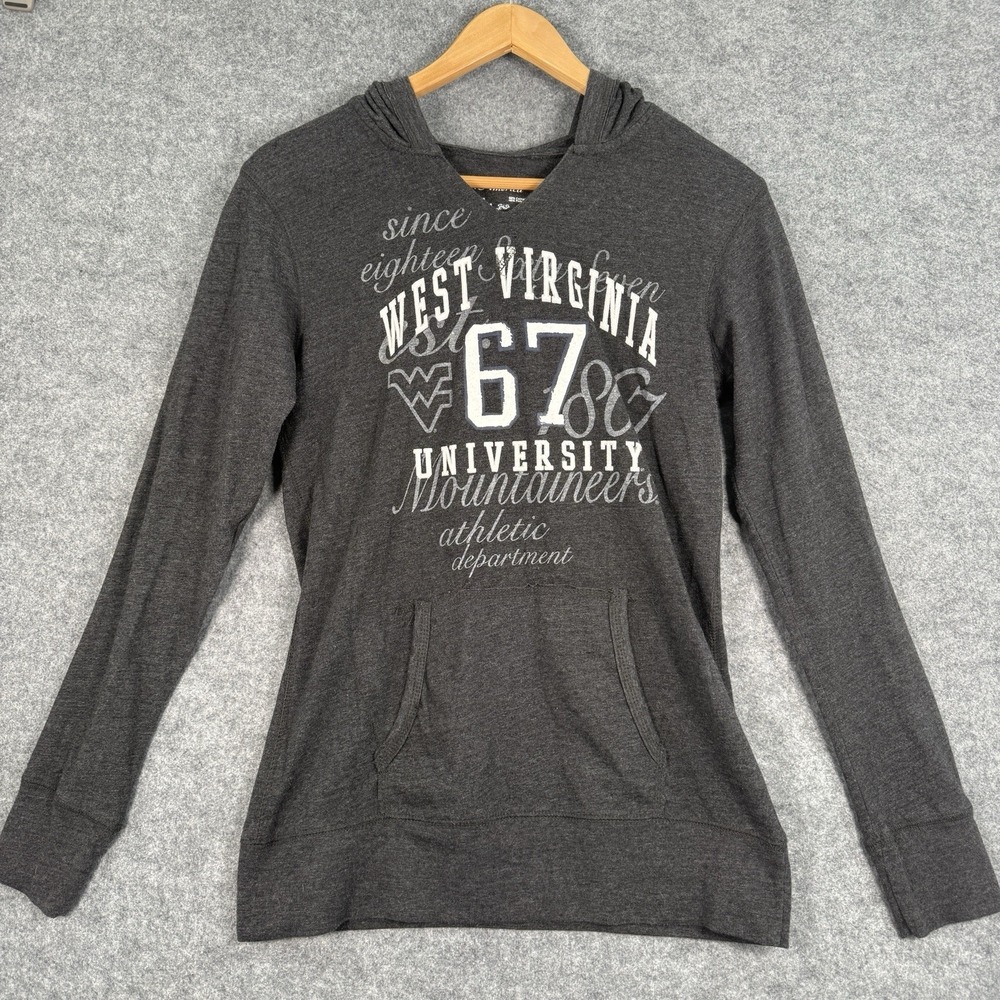J America Womens West Virginia Mountaineers Hoodie Sweatshirt Gray Large College